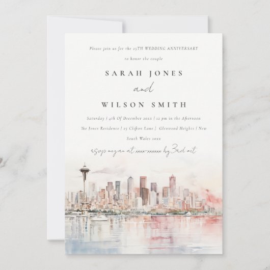 Invitation Seattle Washington  Landscape Wedding Anniversary (Devant)