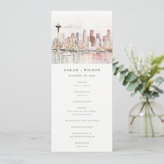 Invitation Seattle Washington Landscape Wedding Program (Debout devant)