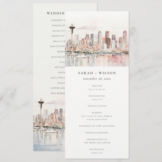 Invitation Seattle Washington Landscape Wedding Program (Devant / Derrière)