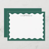 Invitation Seaweed Green Wavy Frame Note Card (Devant / Derrière)