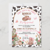Invitation Second Rodeo Bows Pink Cowgirl Anniversaire (Devant)