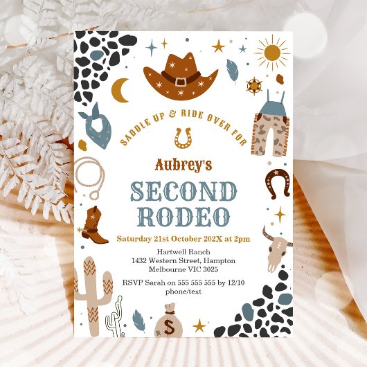 Invitation Second Rodeo Cowboy Western 2nd Birthday