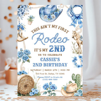 Invitation Second Rodeo Cowboy Wild West Birthday Party