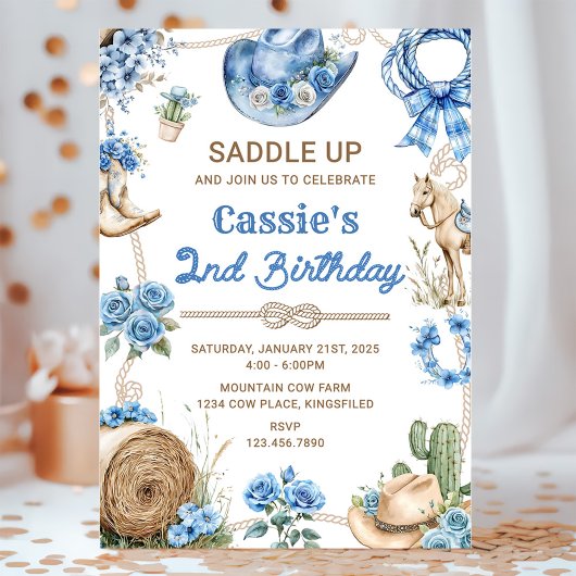 Invitation Second Rodeo Cowboy Wild West Birthday Party