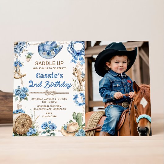 Invitation Second Rodeo Cowboy Wild West Birthday Party Invit