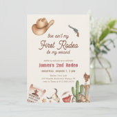 Invitation Second Rodeo Vintage Rustic Cowboy 2nd Birthday (Debout devant)