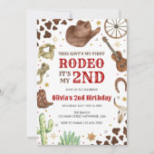 Invitation Second Rodeo Western Cowboy 2nd Birthday (Devant)