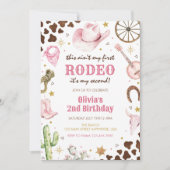 Invitation Second Rodeo Western Pink Cowgirl 2nd Birthday (Devant)