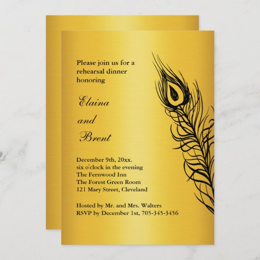 Invitation Secouer vos plumes de la queue Répétition Diner or (Devant / Derrière)