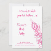 Invitation Secouer vos plumes de queue Hens Party rose & blan (Devant)
