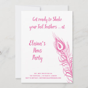 Invitation Secouer vos plumes de queue Hens Party rose & blan