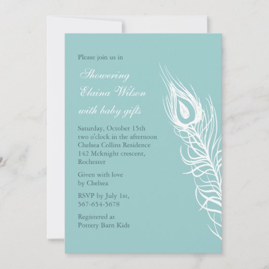 Invitation Secouer votre Baby shower de plumes de queue Invit (Devant)