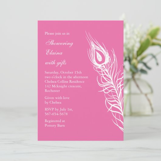 Invitation Secouer votre Fête de l'mariée de plumes de queue (Debout devant)