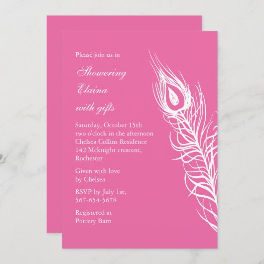 Invitation Secouer votre Fête de l'mariée de plumes de queue (Devant / Derrière)