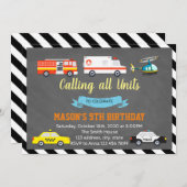 Invitation Secourir l'invitation de fête d'anniversaire (Devant / Derrière)