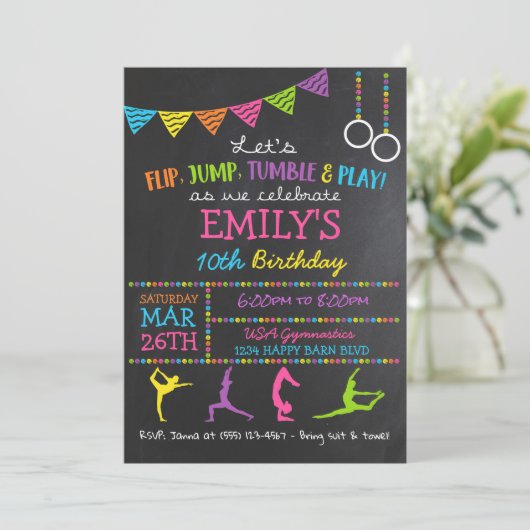 Invitation Secousse de gymnaste d'invitations de fête (Debout devant)