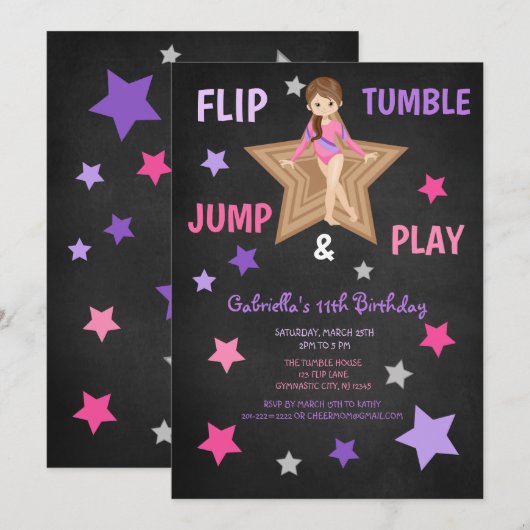 Invitation Secousse, dégringolade, saut, et anniversaire de (Devant / Derrière)