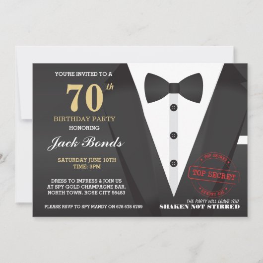 INVITATION SECRET AGENT DÉTECTIVE CRIME ESPION ANNIVERSAIRE P (Devant)