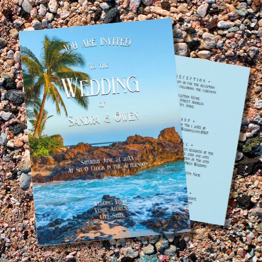 Invitation Secret Beach Maui, Tropical, Paradis, Mariage