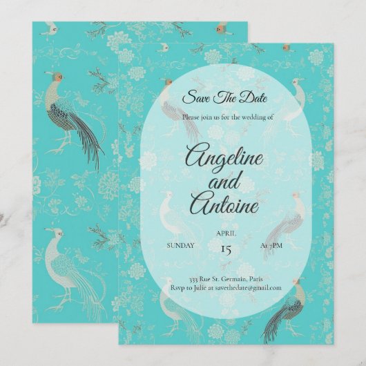 Invitation Secret d'Indochine luxury Chinoiserie pattern (Devant / Derrière)