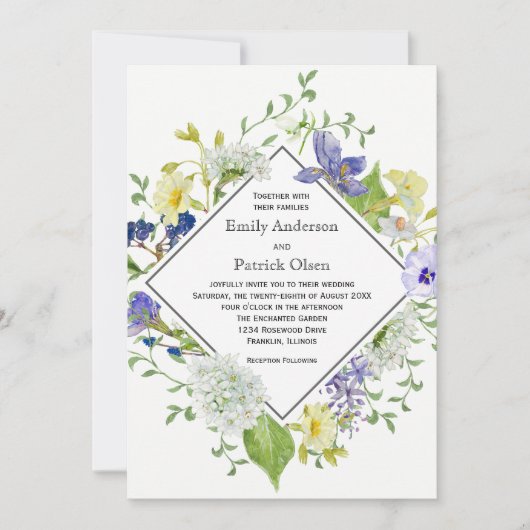 Invitation Secret Garden Rustic Boho Fleur sauvage Mariage (Devant)