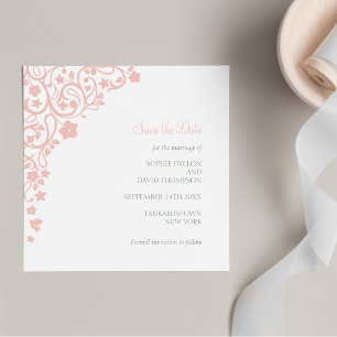 Invitation Secret Jardin Blush rose Floral Lovebirds Carré