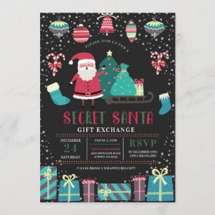 Invitation Secret Père Noël Christmas Holiday Cadeau Exchange