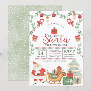 Invitation Secret Père Noël Christmas Holiday Cadeau Exchange