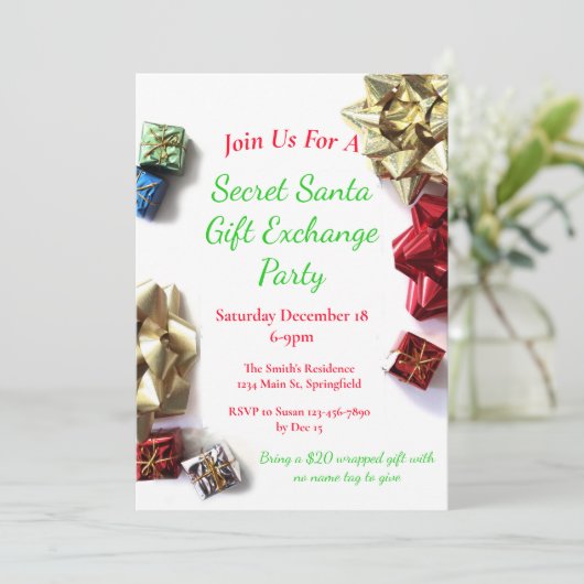 Invitation Secret Père Noël Christmas Party échange cadeau (Debout devant)
