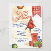 Invitation Secret Père Noël Christmas Party Moderne Aquarelle (Devant)