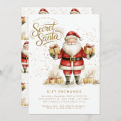 Invitation Secret Père Noël échange de cadeaux Noël (Devant / Derrière)