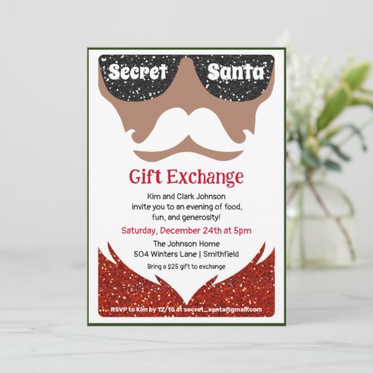 Invitation Secret Père Noël Gift Exchange (Debout devant)