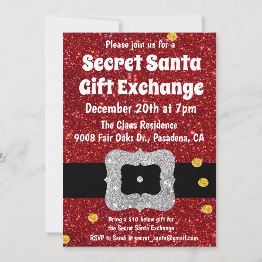 Invitation Secret Père Noël Gift Exchange (Devant)
