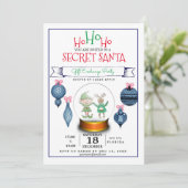 Invitation secret Père Noël noël bleu échange cadeau invitati (Debout devant)