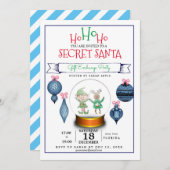 Invitation secret Père Noël noël bleu échange cadeau invitati (Devant / Derrière)