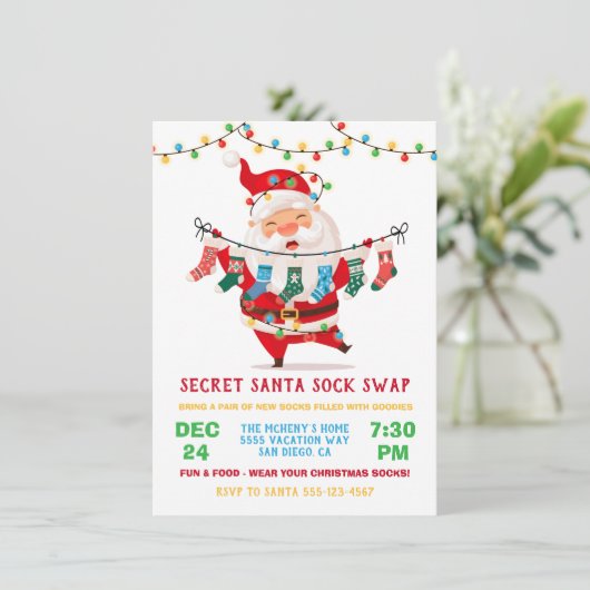 Invitation Secret Père Noël Sock Swap Exchange Party (Debout devant)