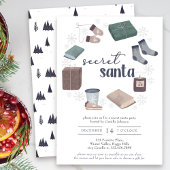 Invitation Secret Père Noël Winter Wreath Gift Exchange Party