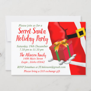 Invitation Secret Santa Christmas Holiday Gift Exchange Party