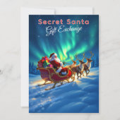 Invitation Secret Santa Sleigh & Northern Lights 5x7 Party (Devant)