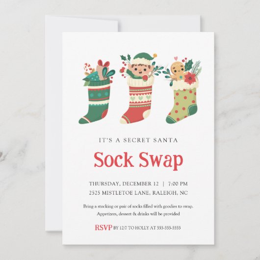Invitation secrète Père Noël Sock Swap Party (Devant)