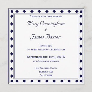 Invitation SECTION BLEUE AVEC DIAMANTS (carré)