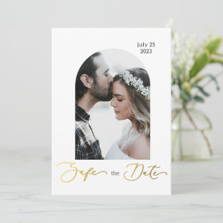 Invitation Sécurisé la photo date, script doré