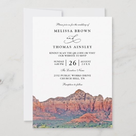 Invitation SEDONA Destination Skyline Boho QR Code Wedding (Devant)