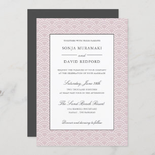 Invitation Seigaiha   Dusty Rose vague japonaise mariage de p