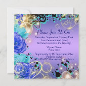 Invitation "Seize ans doux" rose bijou bleu élégant (Dos)