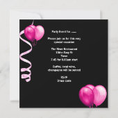 Invitation Seize Ans Noir Rose Blanc Robes Ballons (Dos)