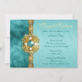 Invitation "seize ans" sarcelle or 16ème anniversaire (Dos)