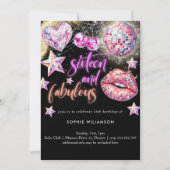 Invitation Seize et fabuleux néon disco lumières anniversaire (Devant)