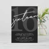 Invitation Seize Noir  Blanc 16e Anniversaire (Debout devant)