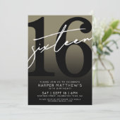 Invitation Seize Or Noir 16e Anniversaire (Debout devant)